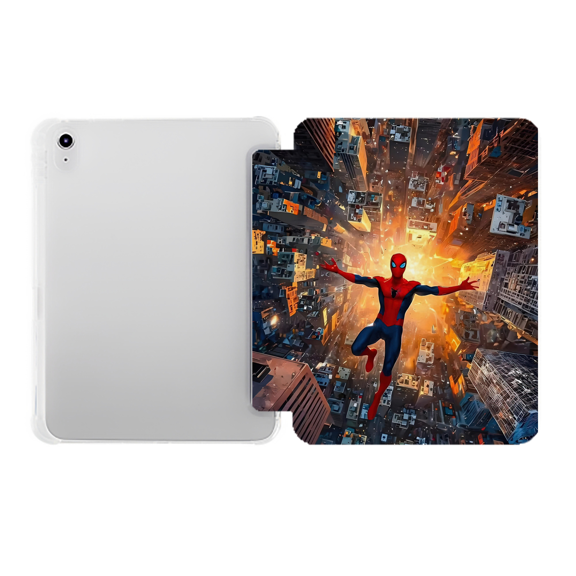 （画像用） Spider Man スパイダーマン IPad ケース ペン収納付き 三つ折りスタンド PUレザー×シリコン 対応機種9.5/10.5/10.9インチ